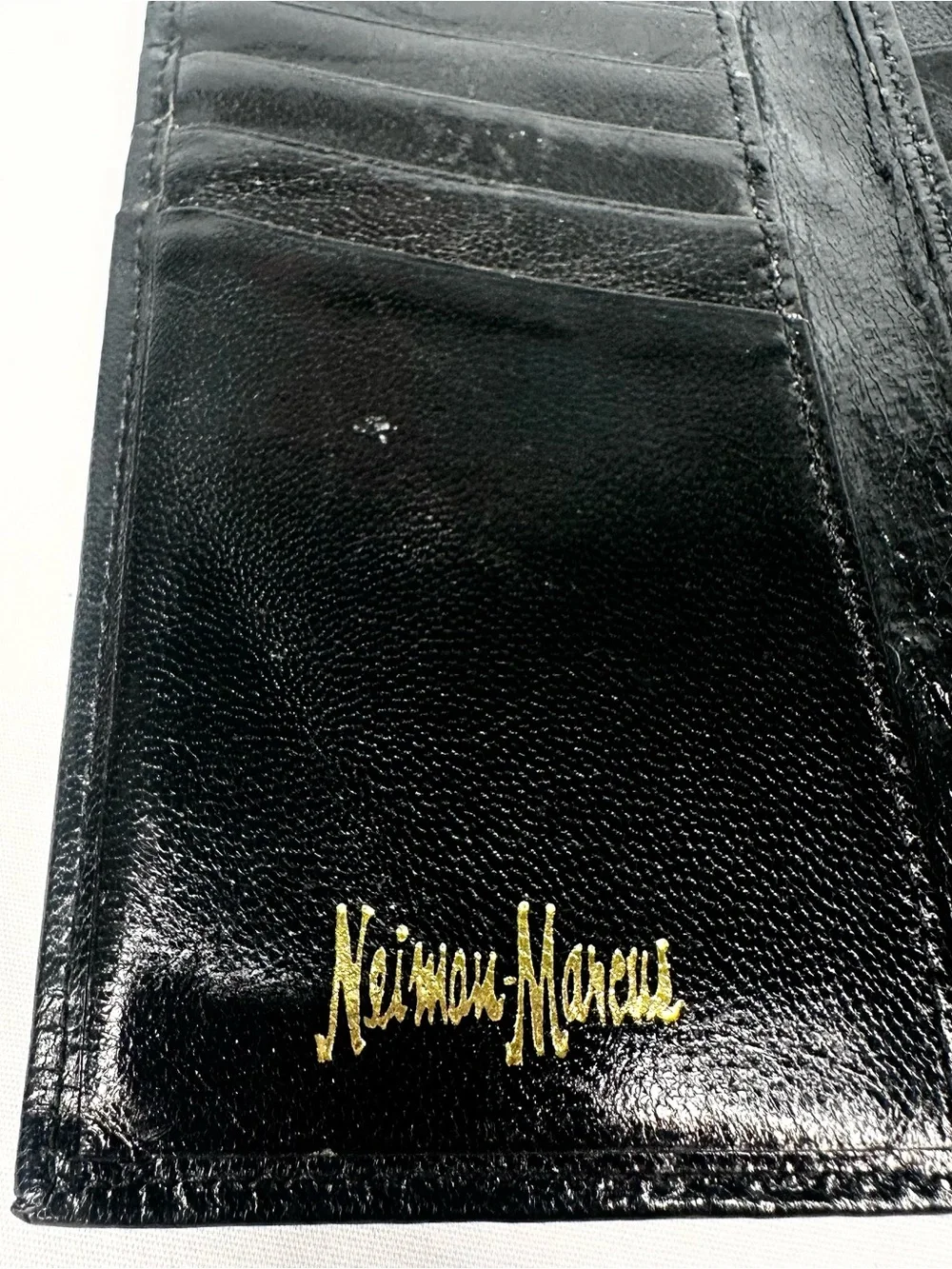 Neiman Marcus Vintage Black Butter Soft Leather Trifold Wallet